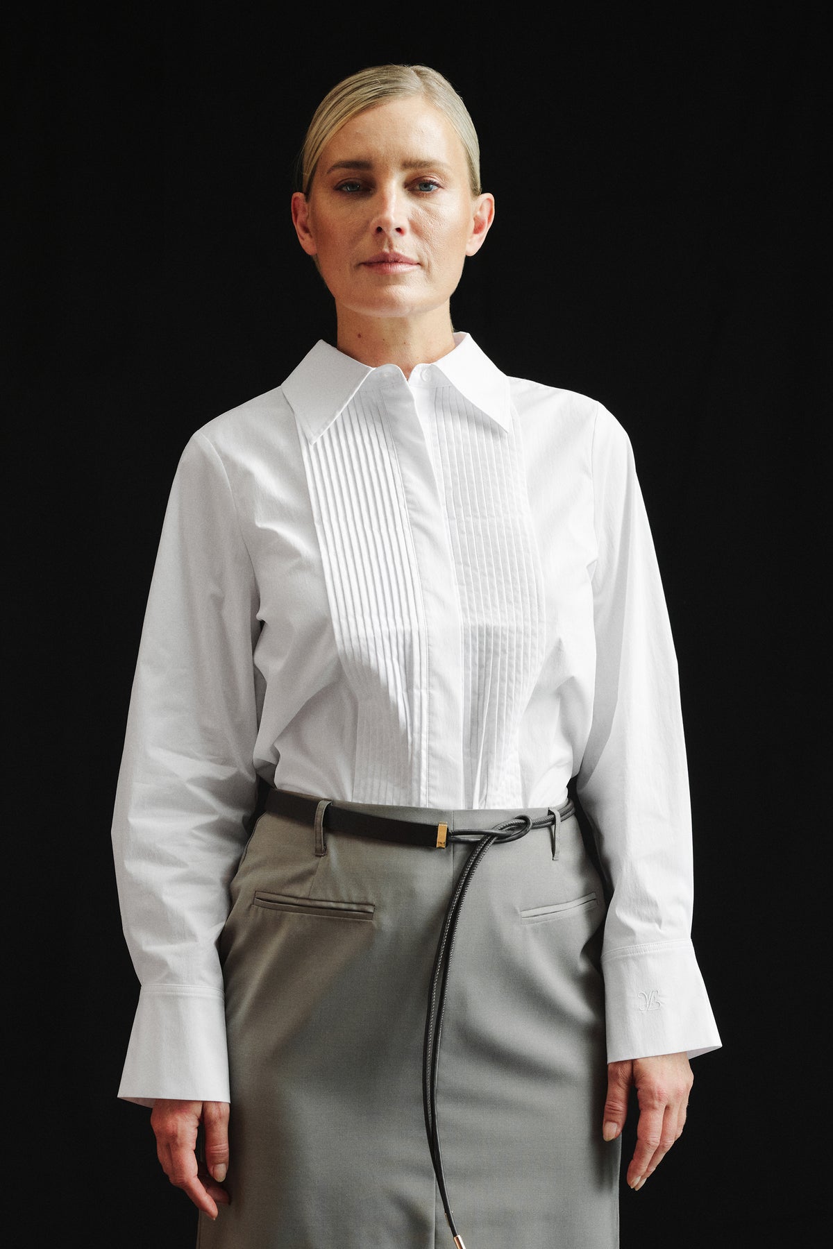 Atelier Taktil AT-Bella Pintuck Shirt Shirts & Blouses 011 Optical white