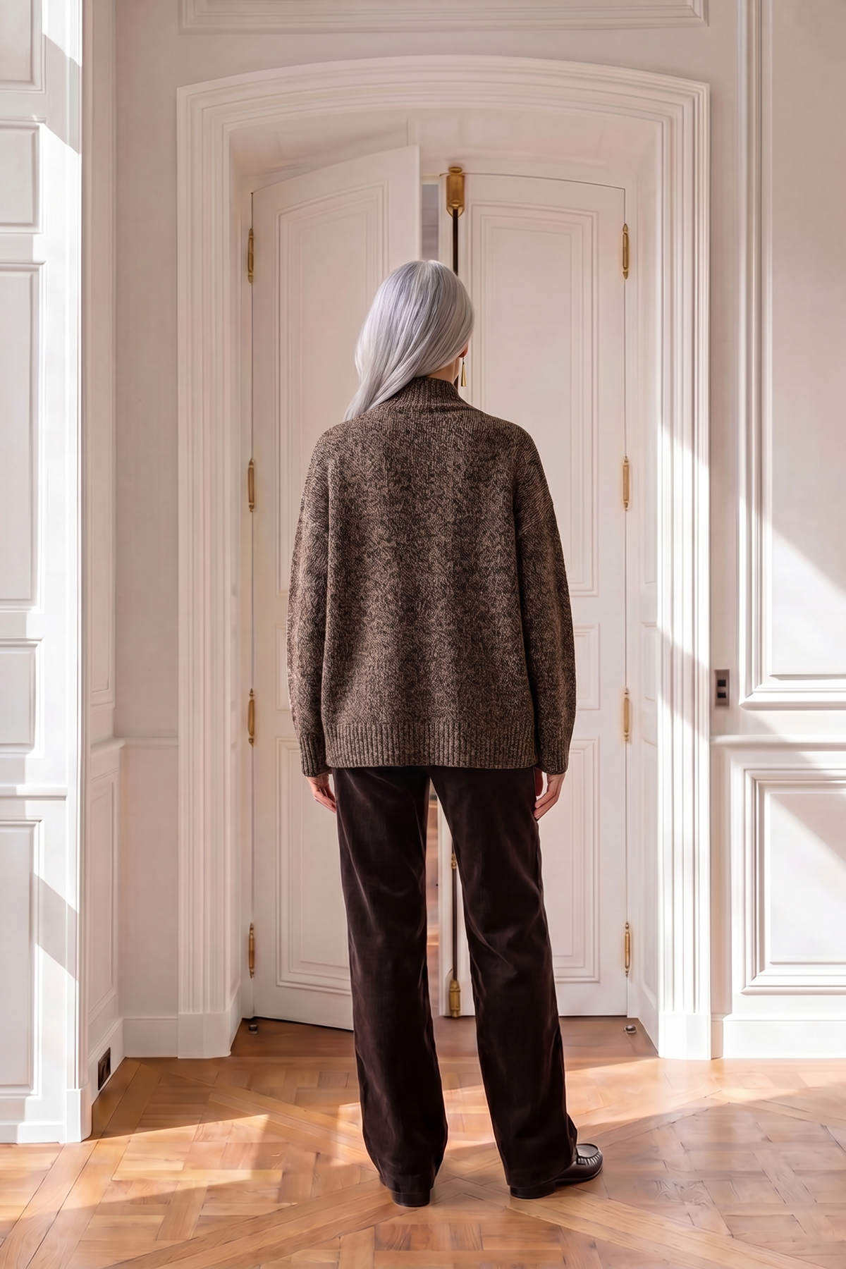 Atelier Taktil AT-Danielle Slit Cardigan Knitwear 06 Brown Melange
