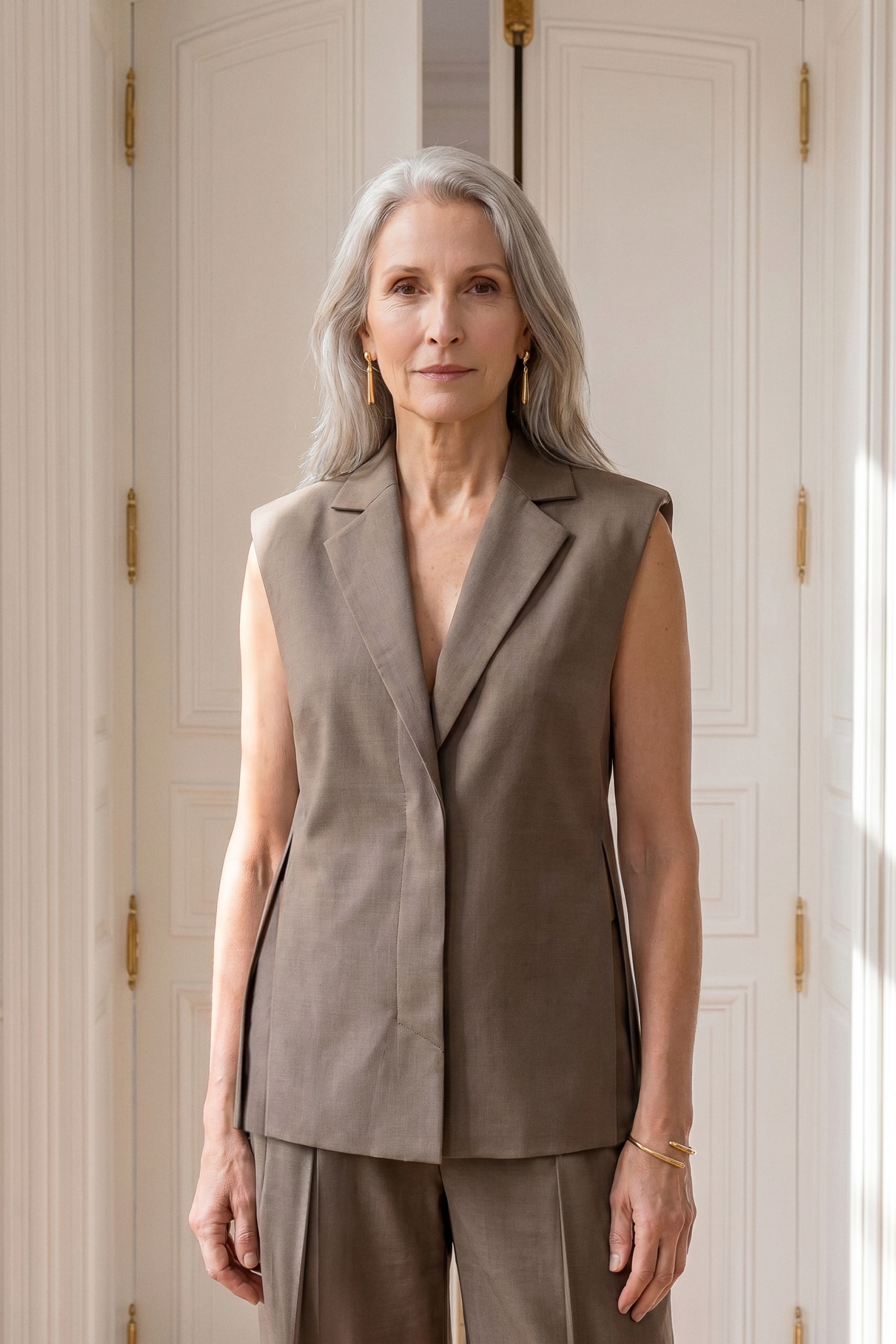 Atelier Taktil AT-Esme Excl. Blazer Vest Vest 708 Dark Lead Brown