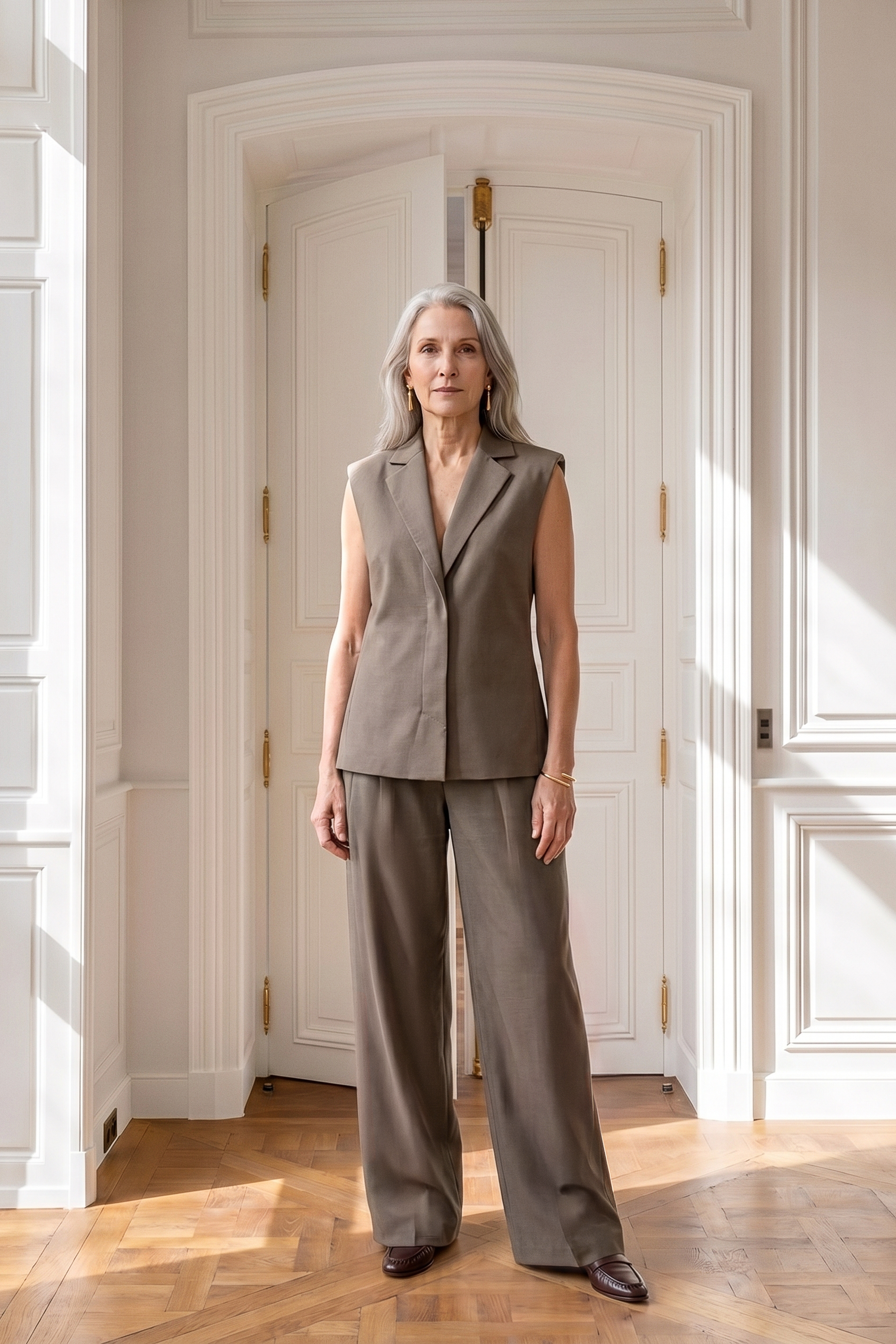 Atelier Taktil AT-Esme Excl. Blazer Vest Vest 708 Dark Lead Brown