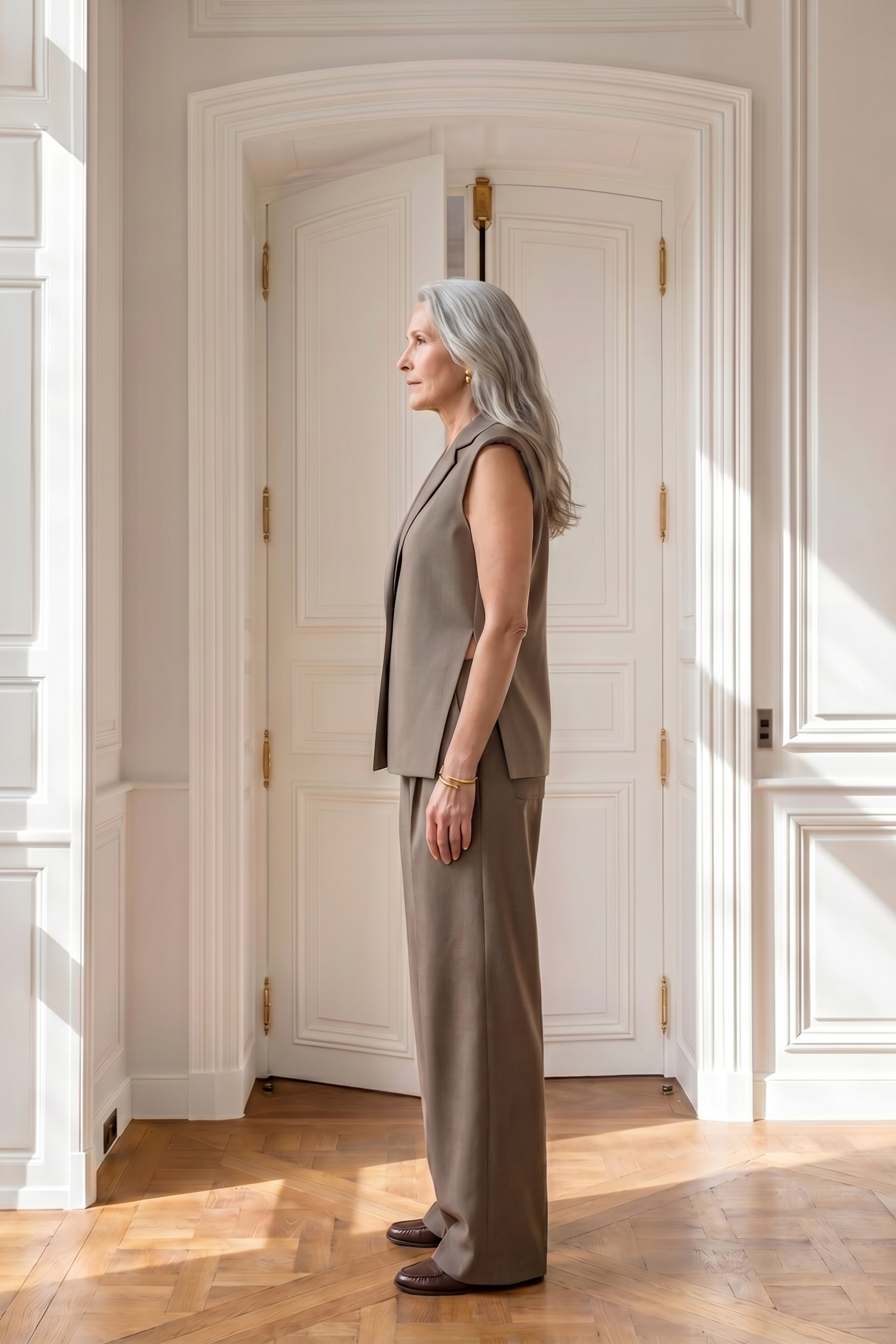 Atelier Taktil AT-Esme Excl. Blazer Vest Vest 708 Dark Lead Brown