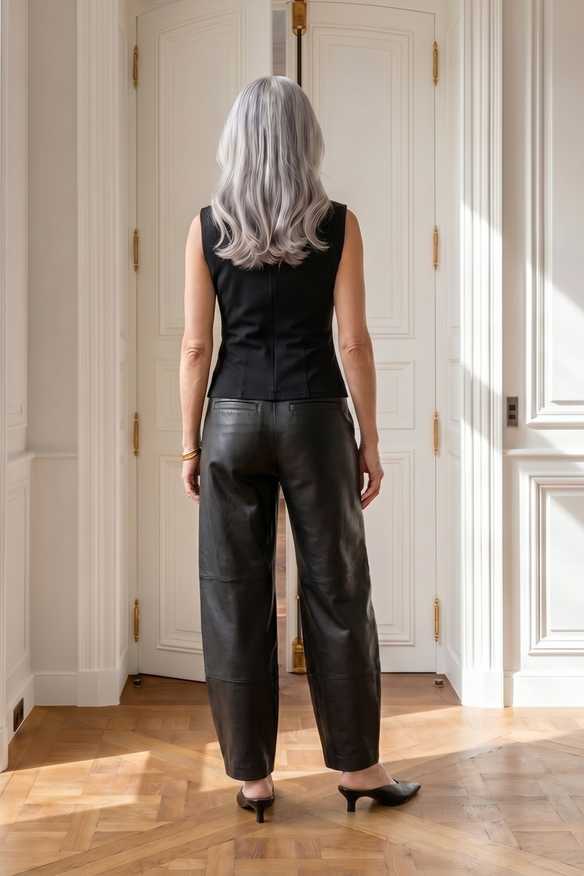 Atelier Taktil AT-Lily Leather Barrel Pant Leather 9 Black