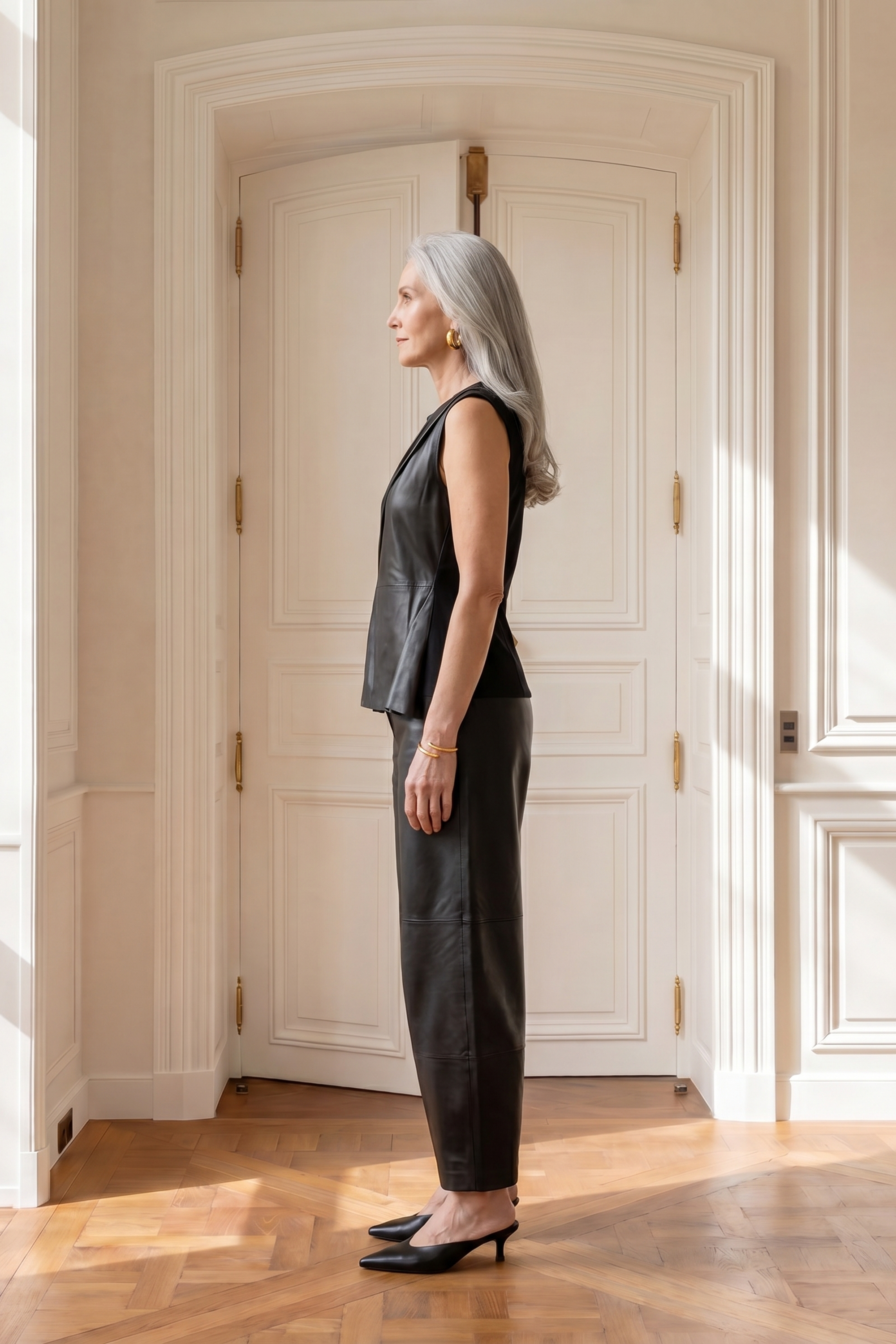 Atelier Taktil AT-Lily Leather Barrel Pant Leather 9 Black