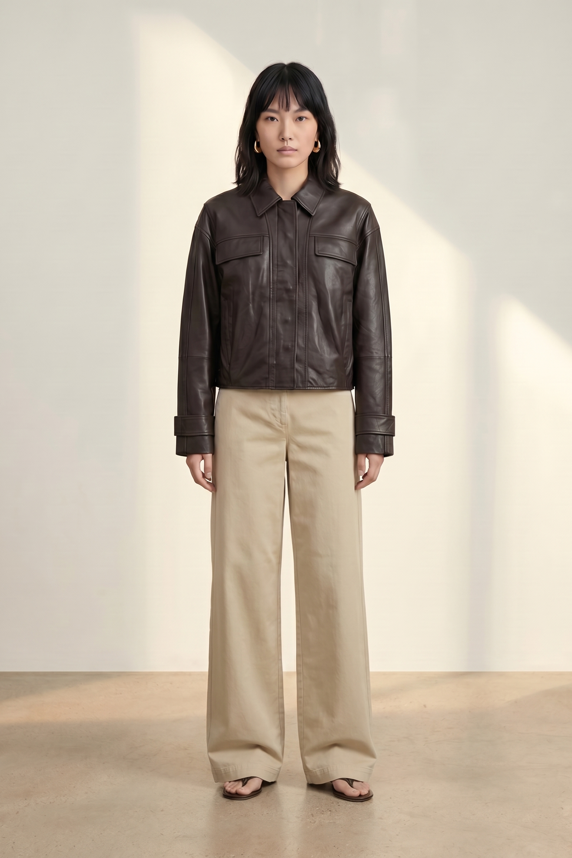 Atelier Taktil AT-Lily Leather Jacket Leather 728 Espresso Brown
