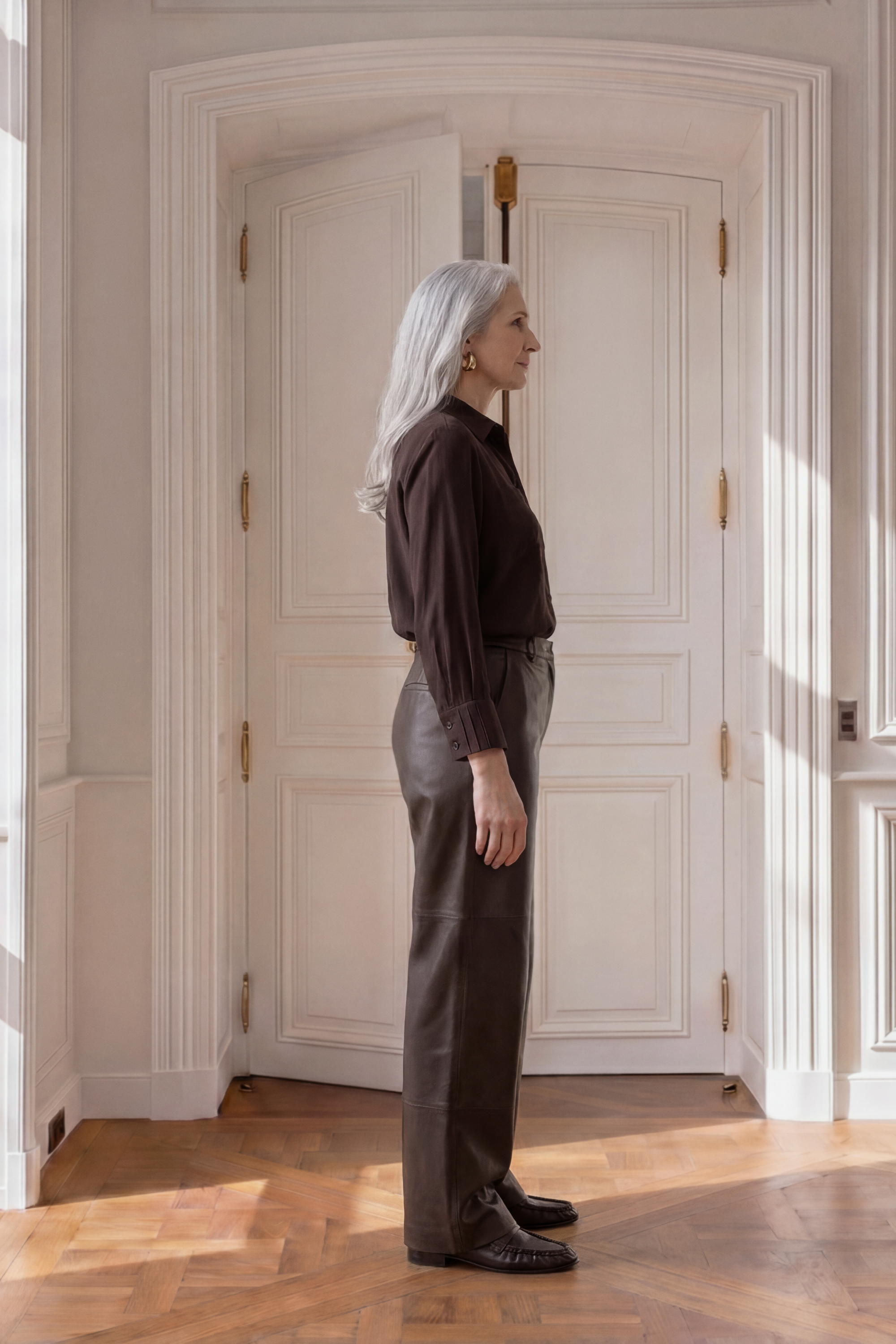 Atelier Taktil AT-Lily Leather Pant Leather 728 Espresso Brown