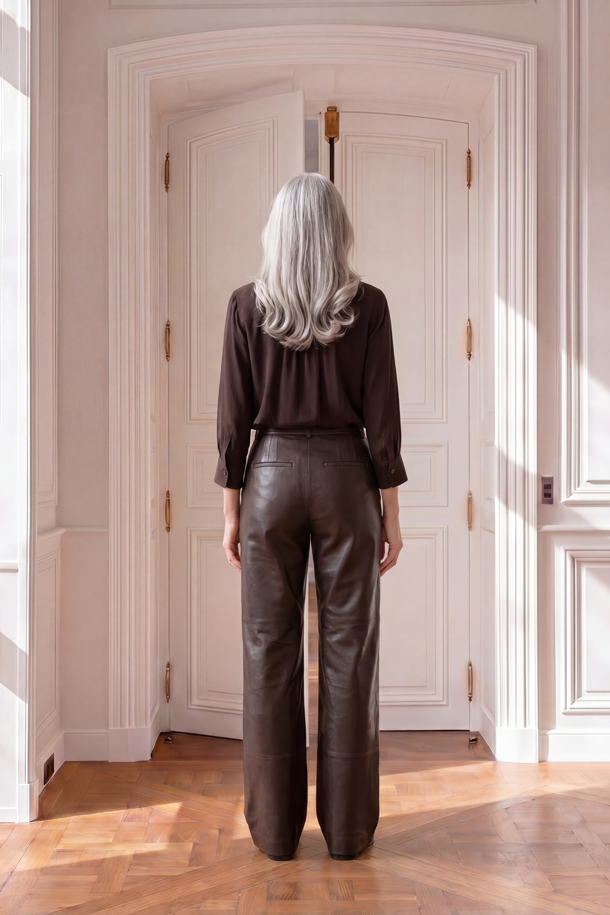 Atelier Taktil AT-Lily Leather Pant Leather 728 Espresso Brown