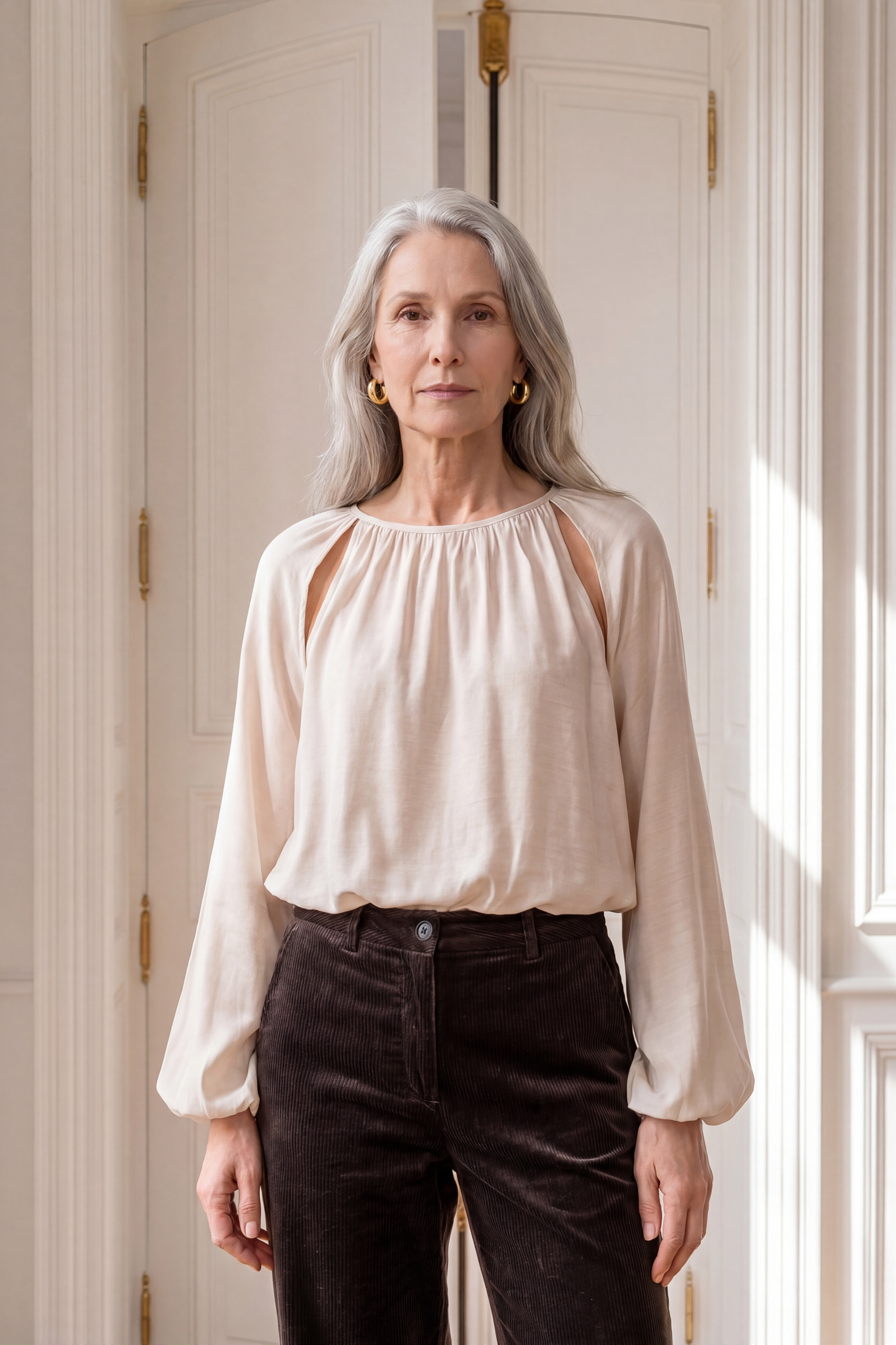 Atelier Taktil AT-Lotus Blouse Shirts & Blouses 08 Oyster White Melange
