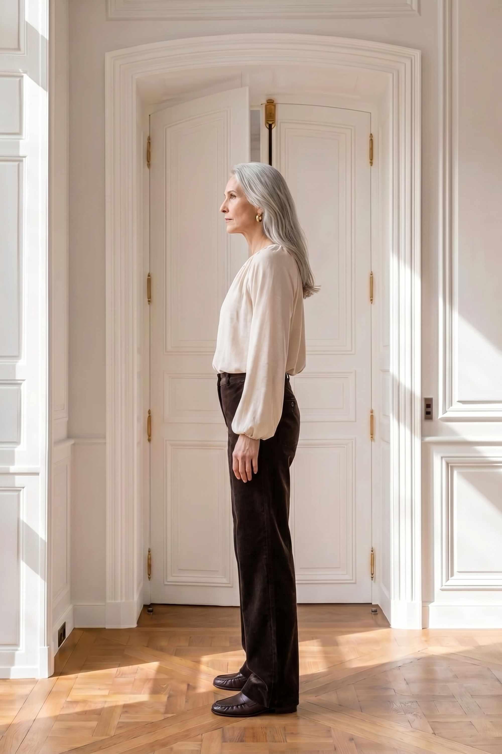 Atelier Taktil AT-Lotus Blouse Shirts & Blouses 08 Oyster White Melange