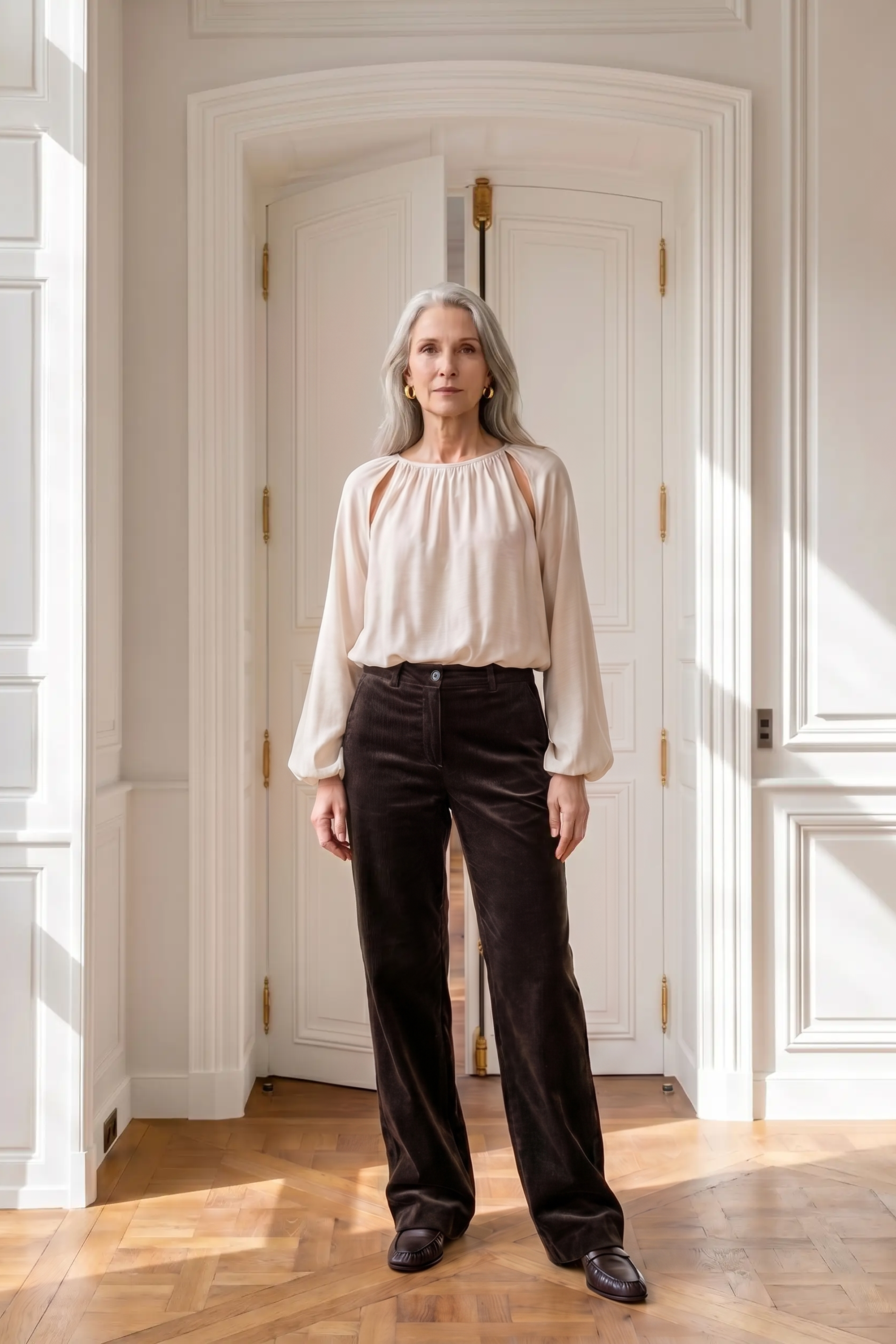 Atelier Taktil AT-Lotus Blouse Shirts & Blouses 08 Oyster White Melange