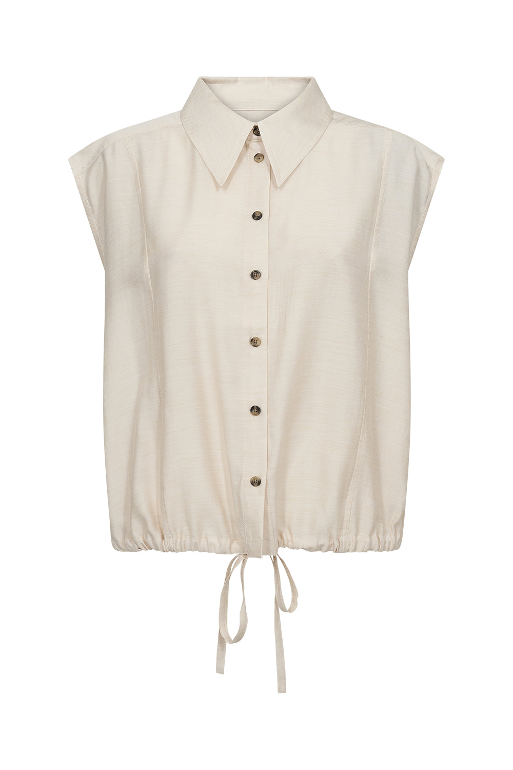 Atelier Taktil AT-Lotus Drawstring Shirt Shirts & Blouses 08 Oyster White Melange