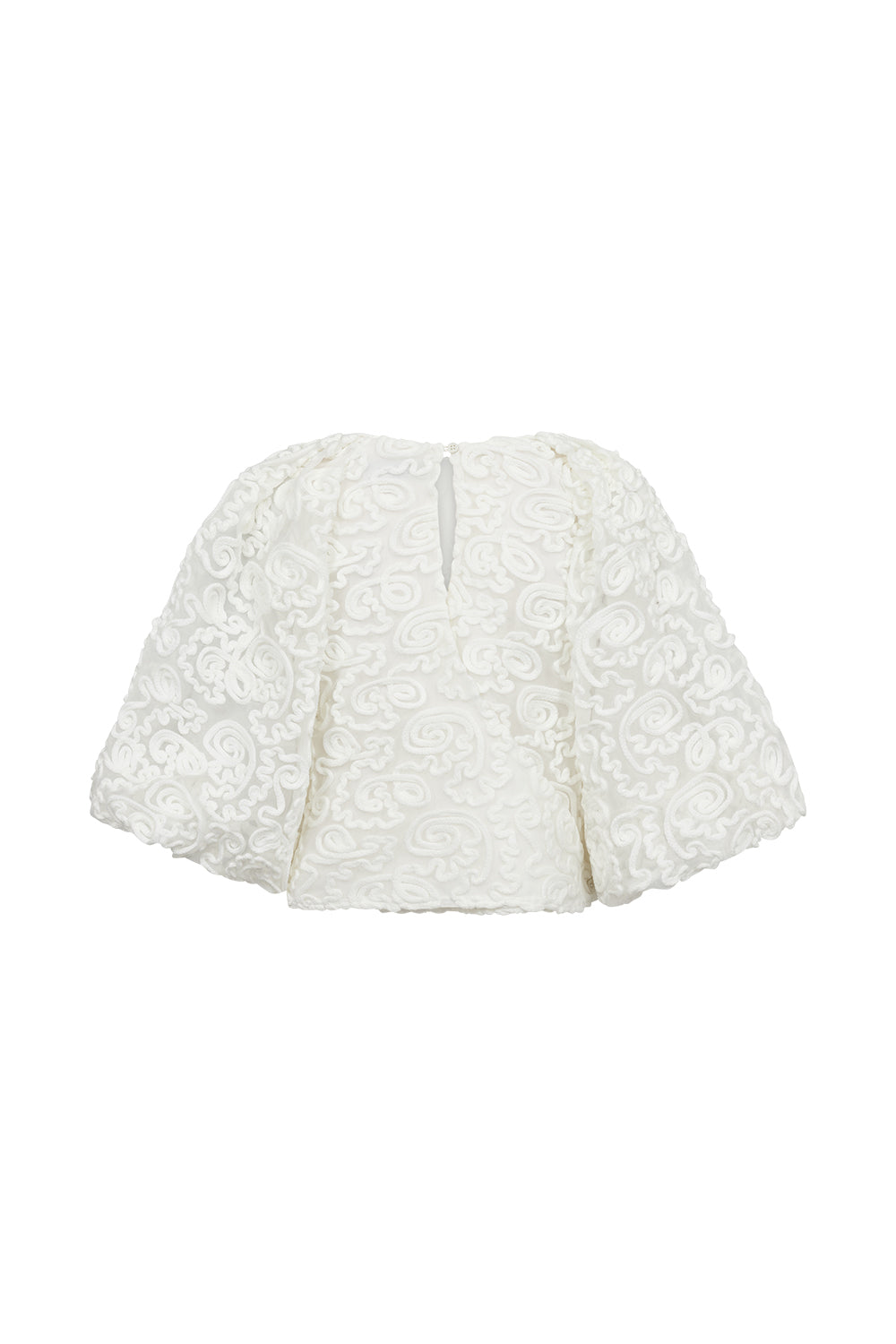 Atelier Taktil AT-Nabia Mesh Emb. Balloon Blouse Shirts & Blouses 10 Ecru