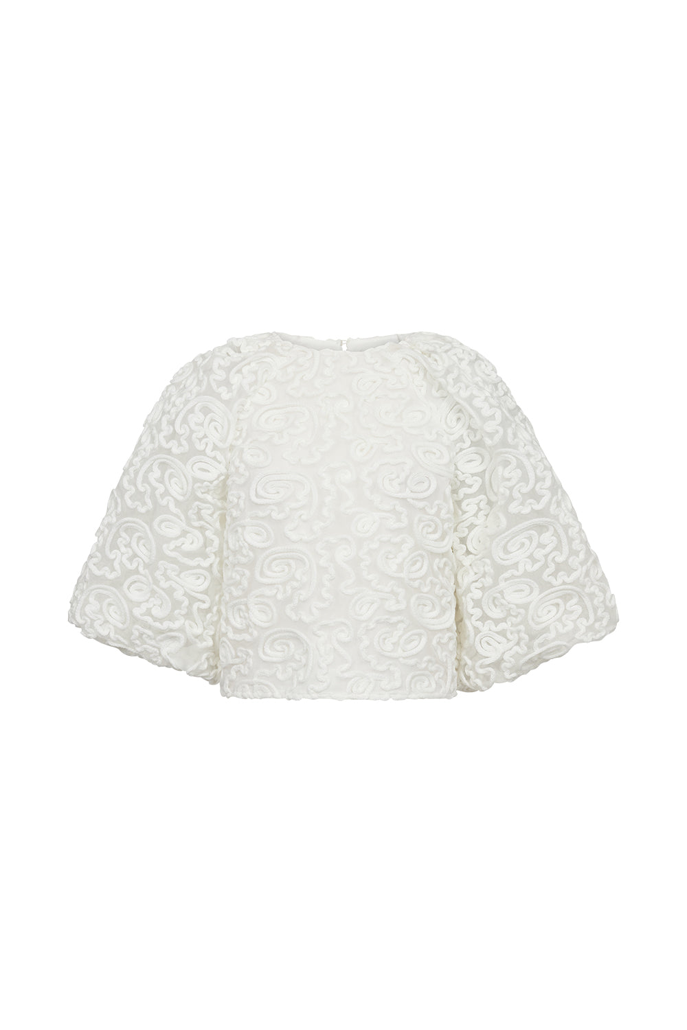 Atelier Taktil AT-Nabia Mesh Emb. Balloon Blouse Shirts & Blouses 10 Ecru