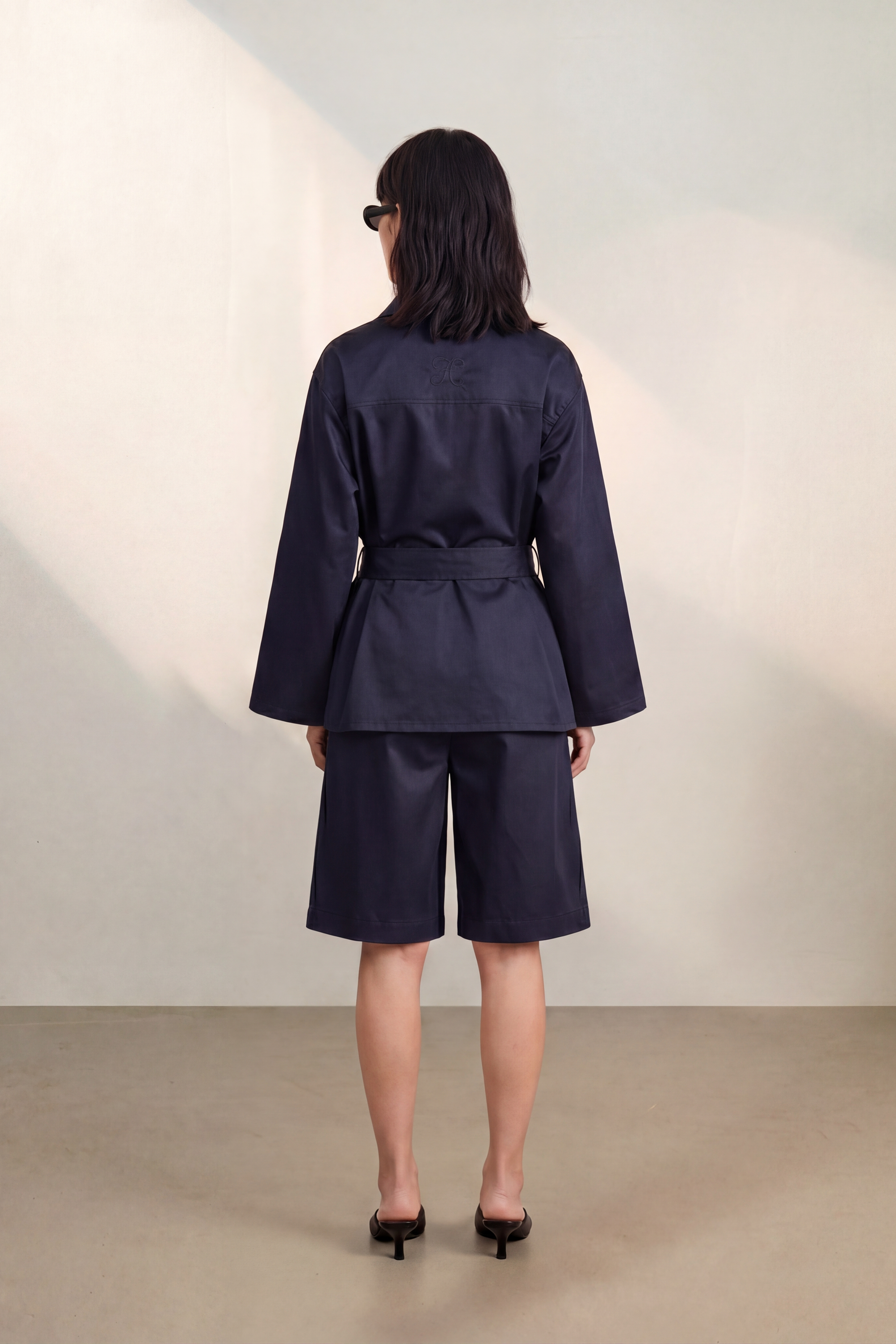 Atelier Taktil AT-Skylar Halfplacket Blouse Shirts & Blouses 527 Deep Dark Navy