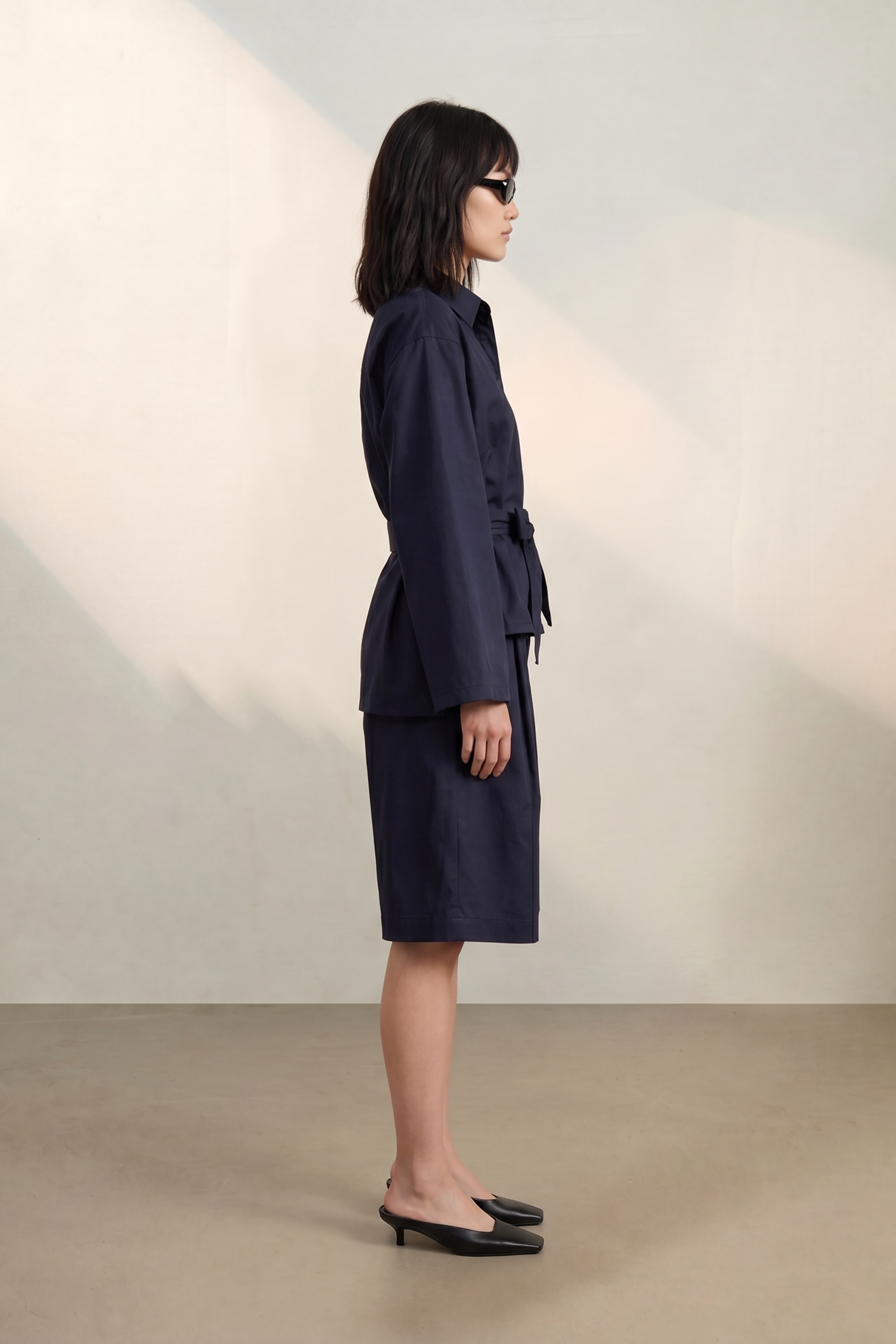 Atelier Taktil AT-Skylar Halfplacket Blouse Shirts & Blouses 527 Deep Dark Navy