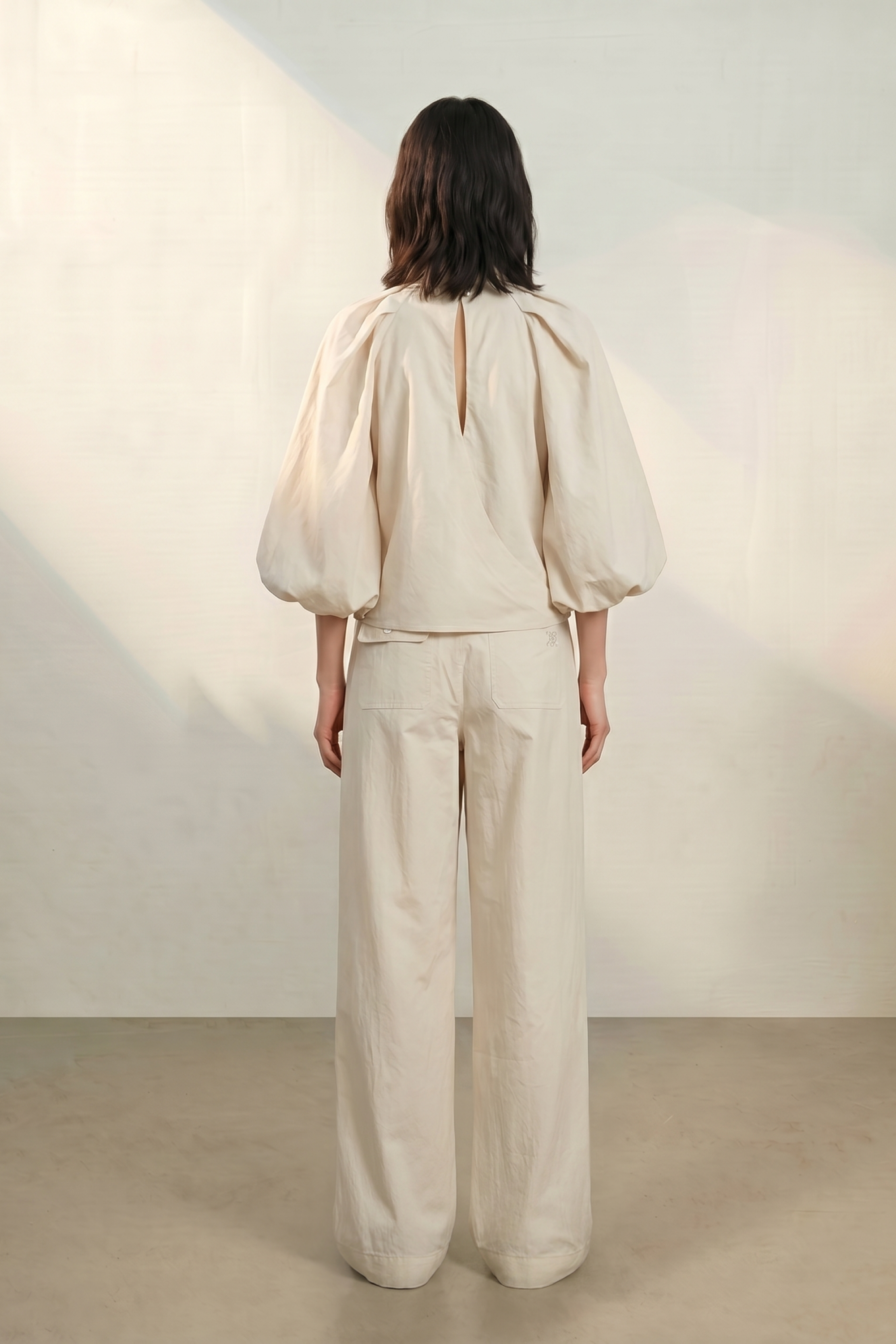 Atelier Taktil AT-Tania Balloon Top Shirts & Blouses 018 Vanilla White
